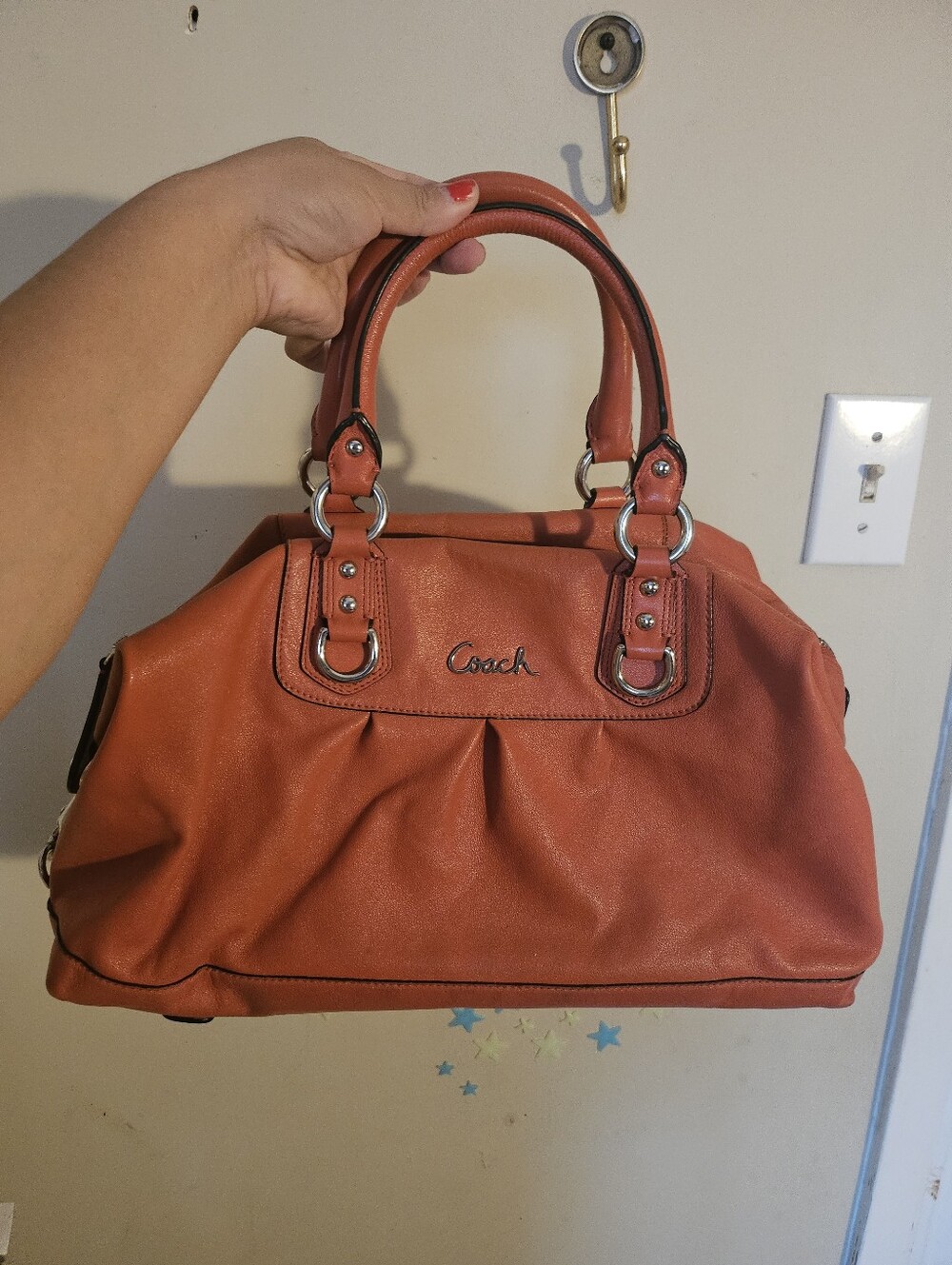 Coach Y2K Ashley Leather Satchel in a coral